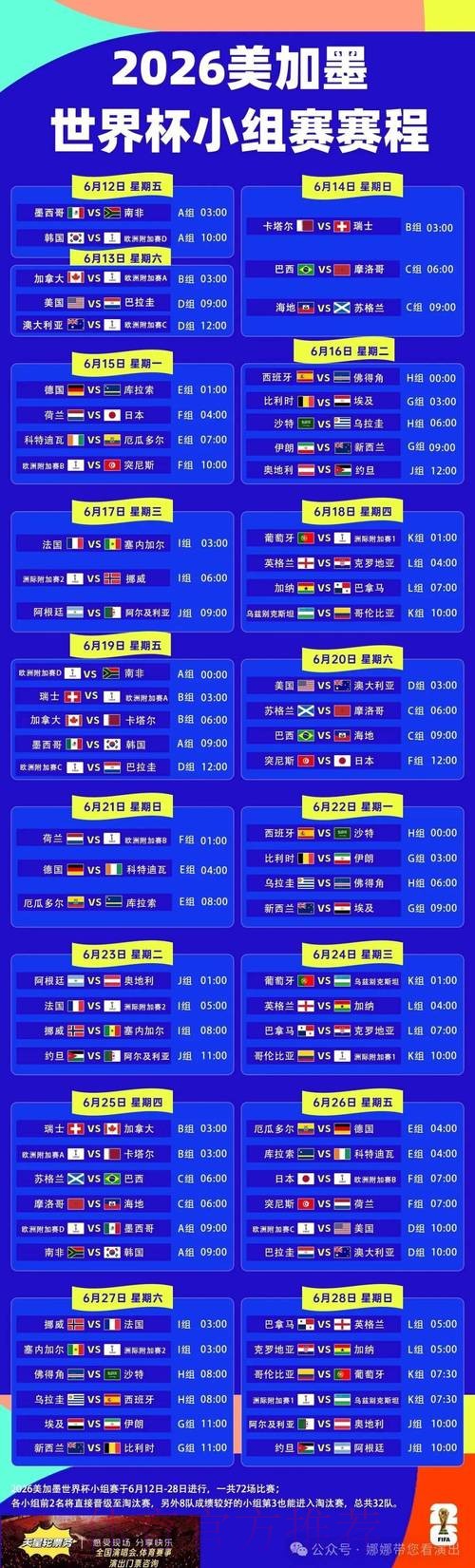 2026世界杯完整赛程一览最新时间表实时查看 2026世界杯完整赛程一览最新时间表实时查看